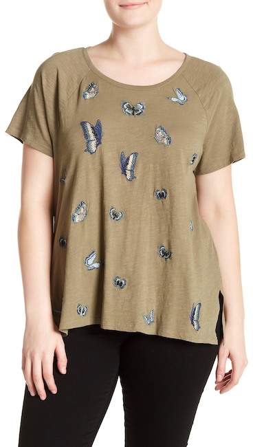 Butterfly Embroidery Tee (Plus Size)
