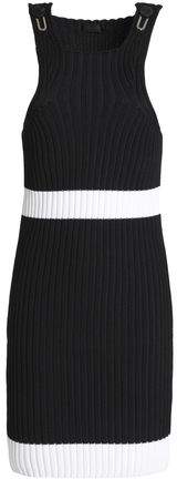Two-Tone Ribbed-Knit Mini Dress