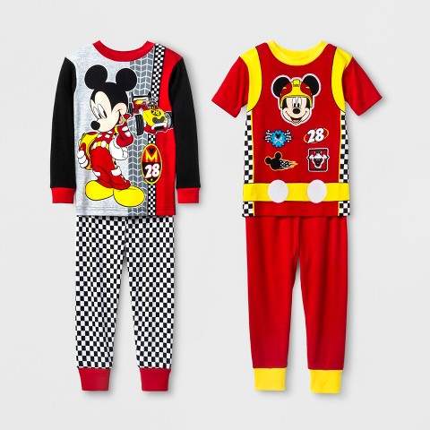 Mickey Mouse Toddler Boys' Mickey Mouse 4pc Cotton Pajama Set - Red