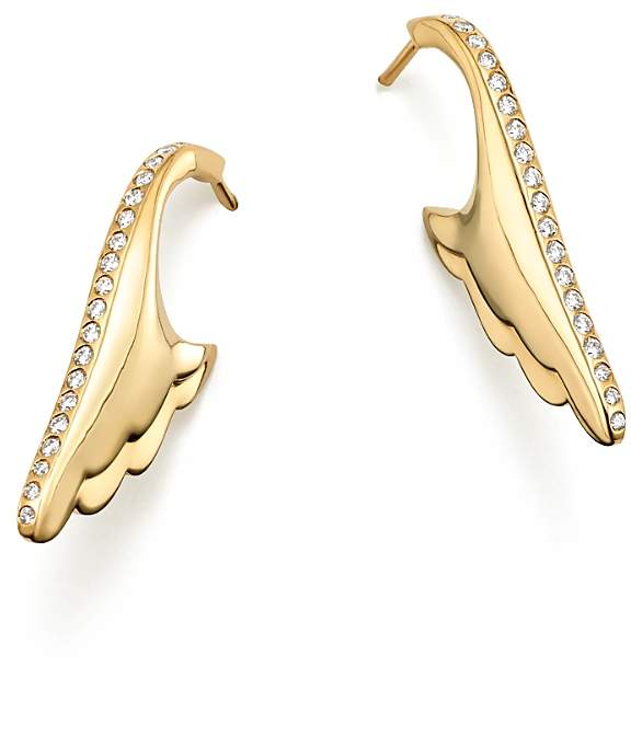 18K Yellow Gold Wing Pave Diamond Earrings - 100% Exclusive