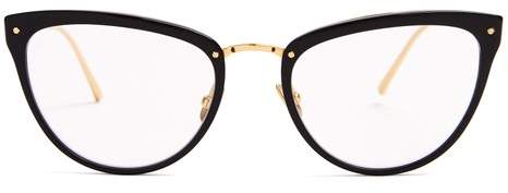 Yellow-gold plated cat-eye glasses