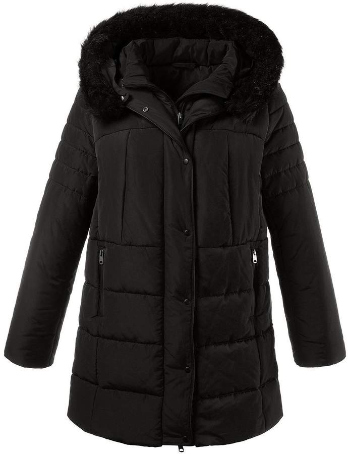 Steppjacke mit abnehmbaren Pelzimitat schwarz NEU
