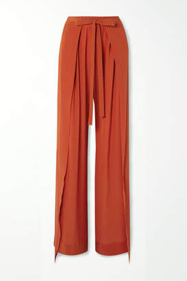 Chloé Layered Silk-crepe Wide-leg Pants - Orange Chloé Layered Silk-crepe Wide-leg Pants - Orange