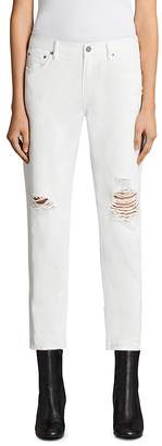 ALLSAINTS Muse Slip Distressed Jeans in Chalk White
