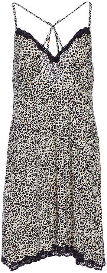 Neutral & Black Leopard Lace-Accent Charmed Chemise - Women