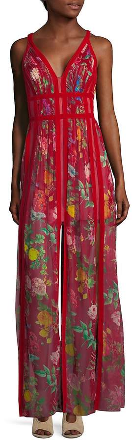 Women's Floral Front Slit Floor-Length Gown