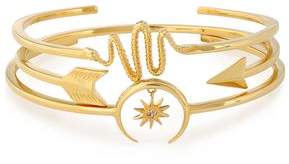 Set Of Three Gold-Tone Crystal Cuffs