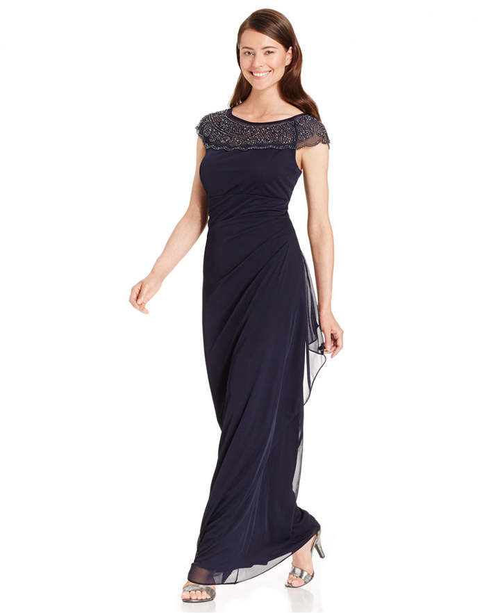 MSK Embellished Side-Ruffle Gown - ShopStyle Evening