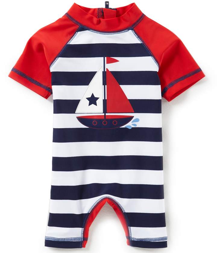Baby Boys 6-24 Months Stripe Sailboat Rashguard One-Piece Swimsuit