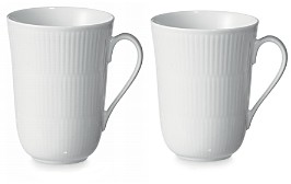 White Fluted Mug, Set of 2