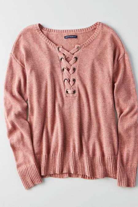 Lace-Up Front Sweater