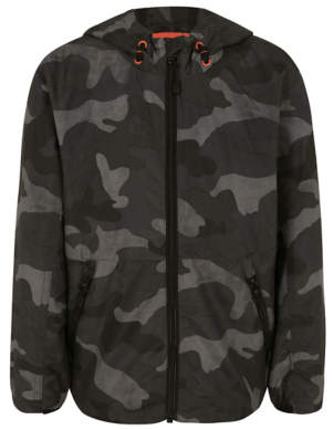 Shower Resistant Camouflage Hooded Jacket