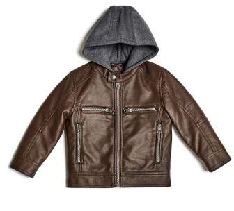 GUESS Boy's Factory Martin Hooded Faux-Leather Jacket (2-6)