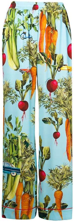 vegetable printed flared trousers