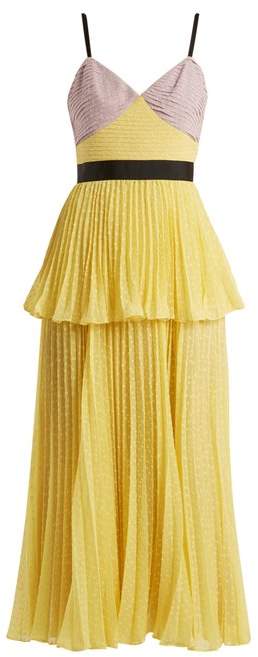 Contrast-panel pleated dress