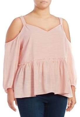 Plus Elizabeth Cold-Shoulder Cotton Top