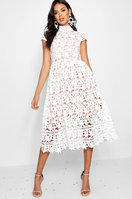 boohoo Boutique Lace High Neck Skater Dress boohoo Boutique Lace High Neck Skater Dress