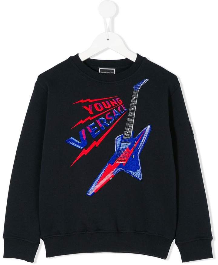 electric guitar logo embroidered sweatshirt