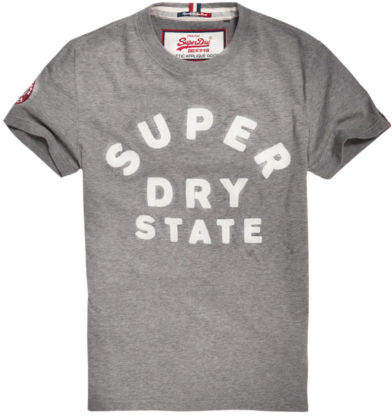 Neues Herren Core Appliqué T-Shirt Shale Grau Grindle S