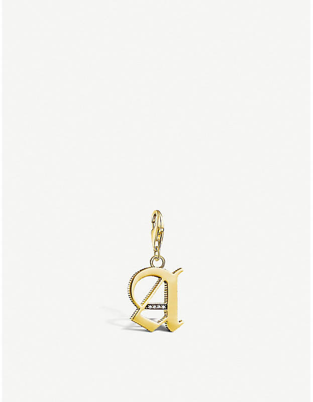 Vintage 'A' letter 18ct yellow gold-plated charm