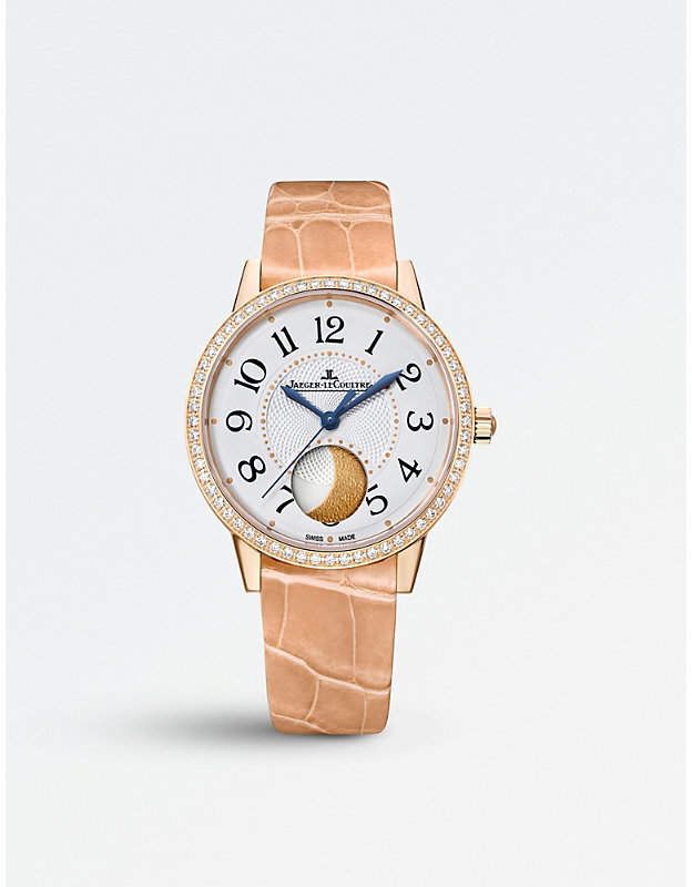 Jaeger Le Coultre Rendez-vous moon pink-gold and alligator watch
