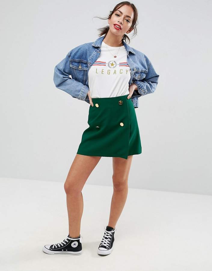 Tailored – Minirock in A-Linie mit Knopfleiste vorn