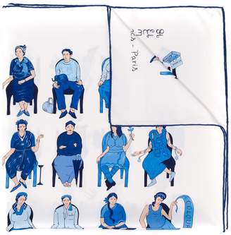 Hermes Pre-Owned 1990's people print scarf