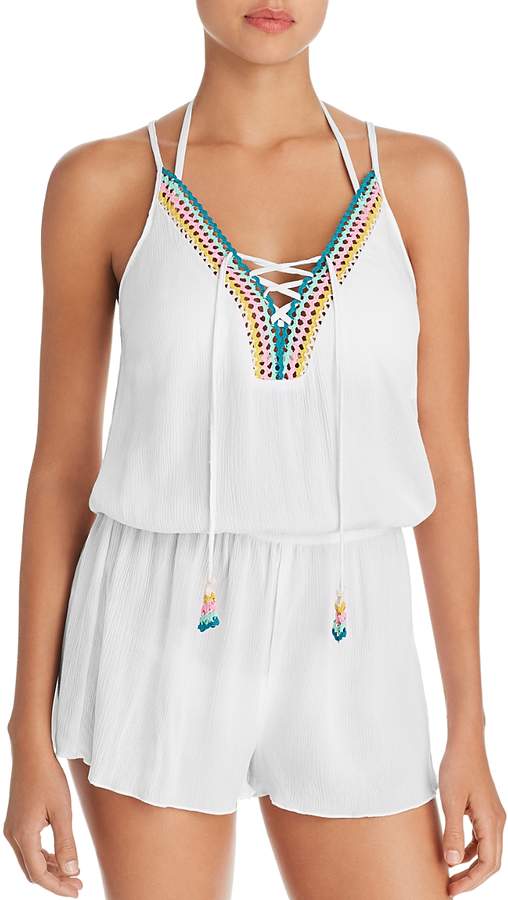 Isabella Rose Pool Party Lace Up Romper Swim Cover-Up