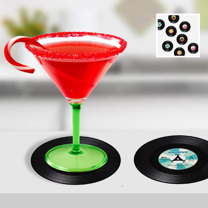 8er-Set Vinyl-Untersetzer Schallplatte