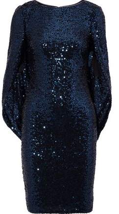 Cape-Effect Sequined Tulle Dress