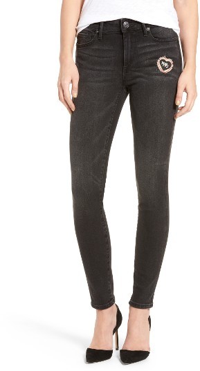 Mid Rise Super Skinny Patched Jeans