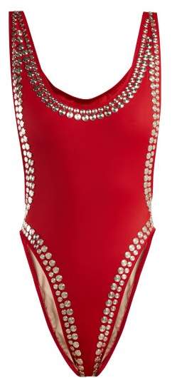 Marissa Studded Swimsuit - Womens - Red