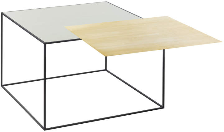 by Lassen - Twin 49 Beistelltisch, schwarzer Rahmen, Messing / misty Grün