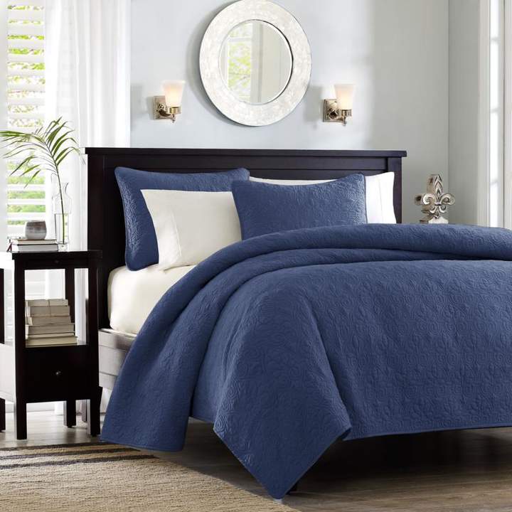 E and E Co., LTD. Madison Park Quebec Full/Queen Quilted Coverlet Mini Set - Navy