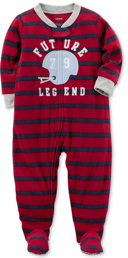 1-Pc. Striped Future Legend Footed Pajamas, Baby Boys