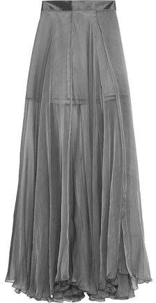Metallic Silk-Chiffon Maxi Skirt