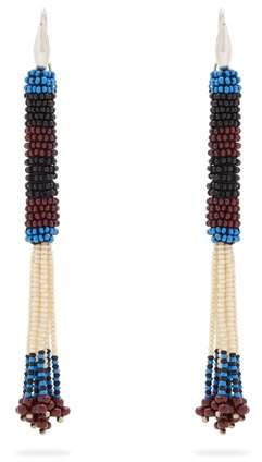 Bead-embellished tassel-drop earrings