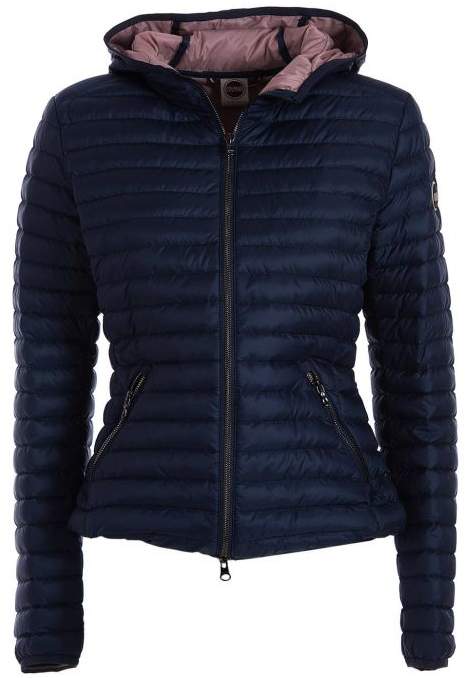 Blue Down Jacket With Hood