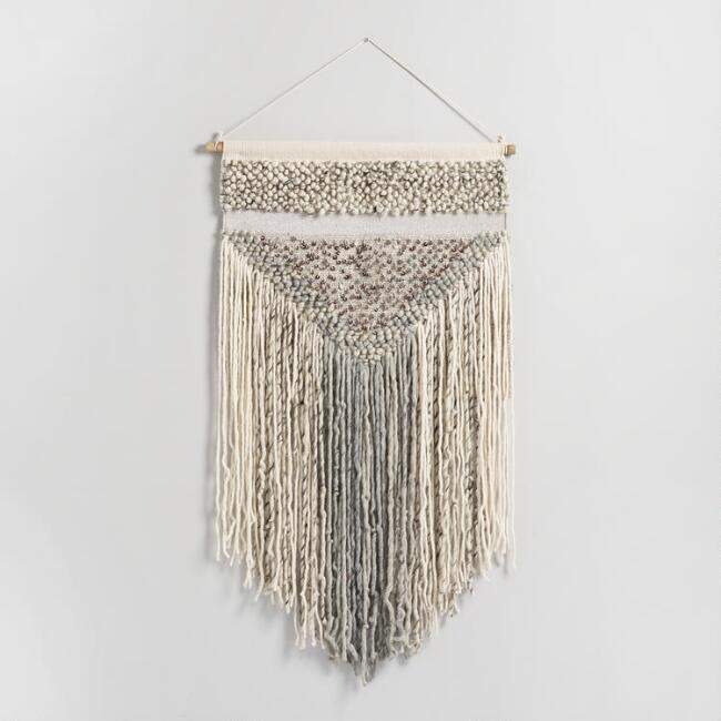 Gray Fringe Woven Wall Hanging