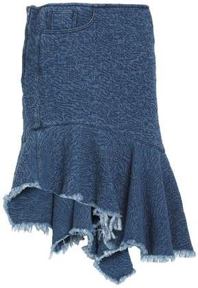 Marques ' Almeida Asymmetric Frayed Denim Midi Skirt