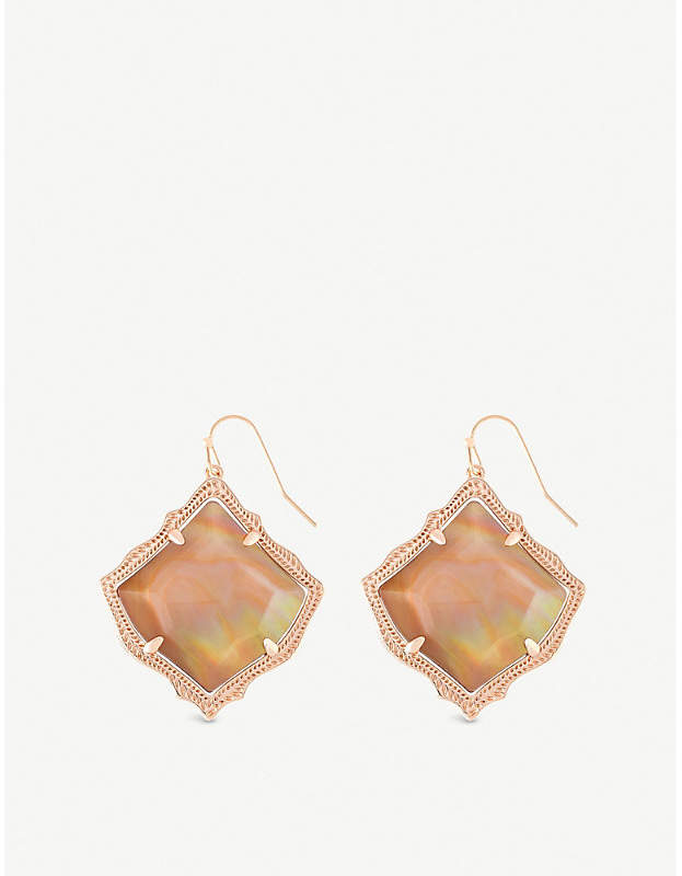 Kirsten 14ct gold-plated and brown mother-of-pearl drop earrings