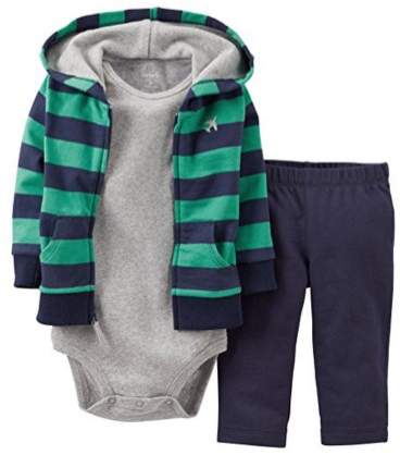 Infant Boys 3 Piece Striped Airplane Outfit Sweat Pants Creeper & Hoodie 12 Month