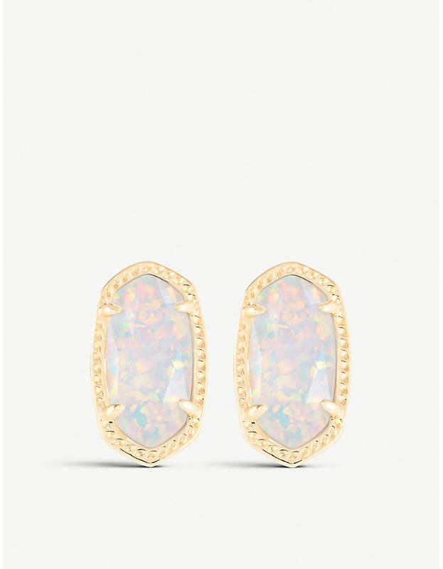 Ellie 14ct gold-plated White Kyocera stud earrings