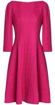 Flared Jacquard-Knit Cotton-Blend Dress