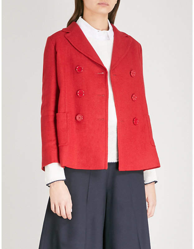 S Max Mara Double-breasted linen-blend blazer