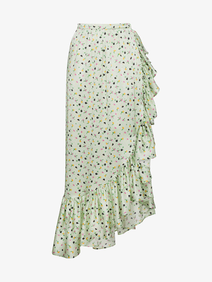 Silk Floral Wrap Skirt