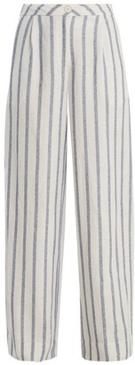 Thierry Colson Biarritz Spugna Wide Leg Striped Trousers - Womens - Blue Stripe