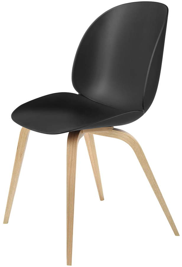 Gubi - Beetle Dining Chair, Wood Base, Eiche / Schwarz