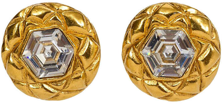 Chanel Crystal 70's Quilted Earrings