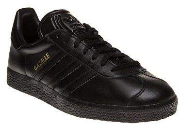 New Boys Black Gazelle Leather Trainers Retro Lace Up
